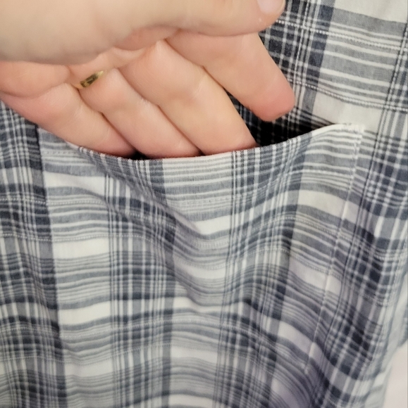 Ridgecrest Toughwear Short Sleeve 2 Pocket Cream Blue Plaid Button Up 2X - Picture 3 of 7